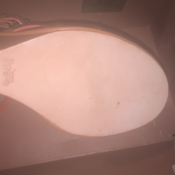 New/EUC COACH DAWN LEATHER SADDLE BROW STRAPPY WEDGES “Runs Small” - Picture 3 of 4